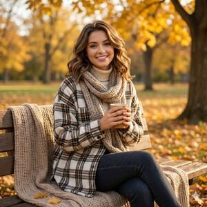 Roolee Shacket Womens 2XL White Orange Plaid‎ Cozy Oversized Classic Layering